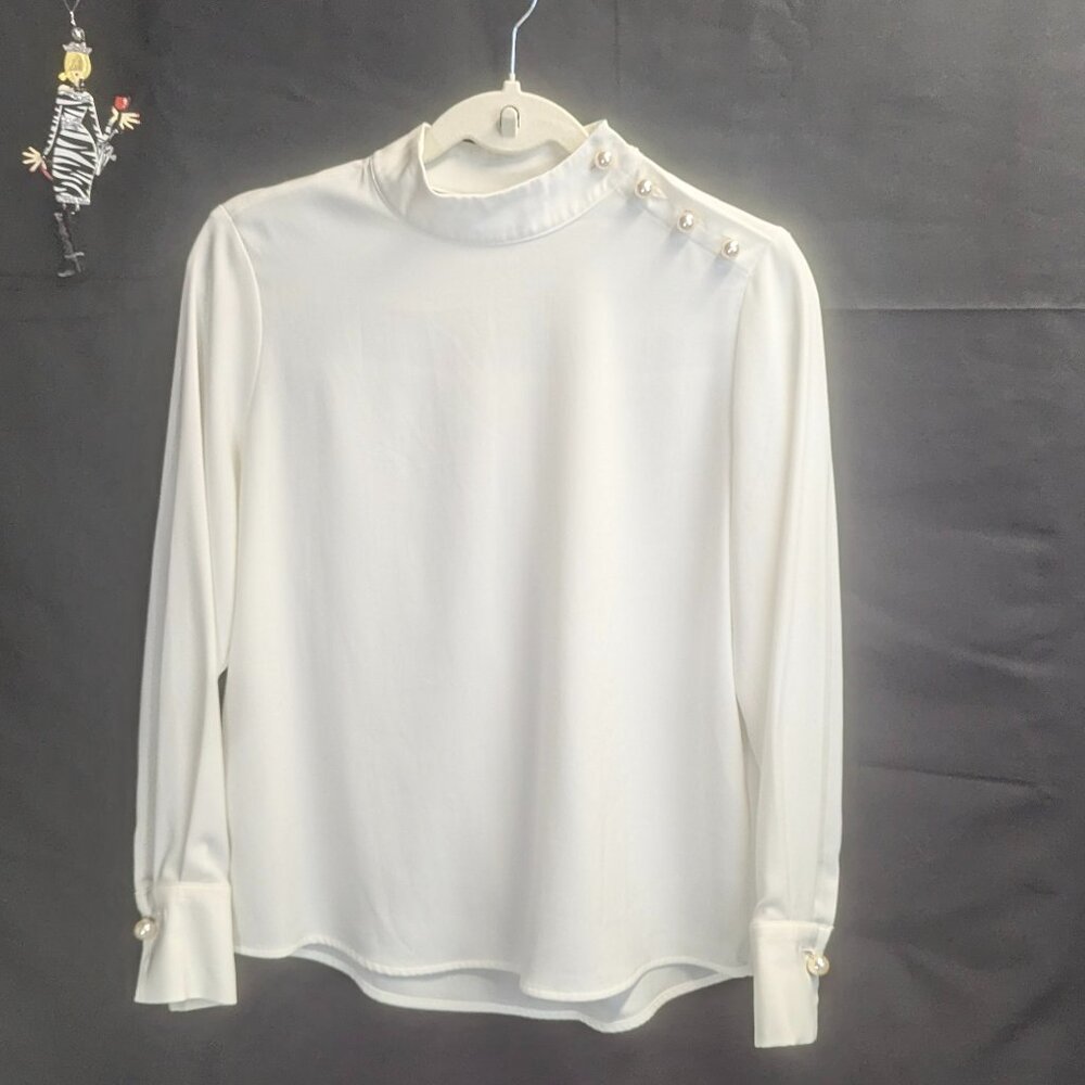 Zara Basic Collection Size Medium Off White Blouse - image 1